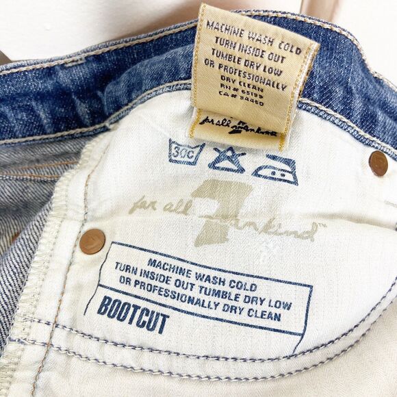 7 for All Mankind Distressed Rhinestone Detail Bootcut Jeans Women's Size 29 - Picture 9 of 11